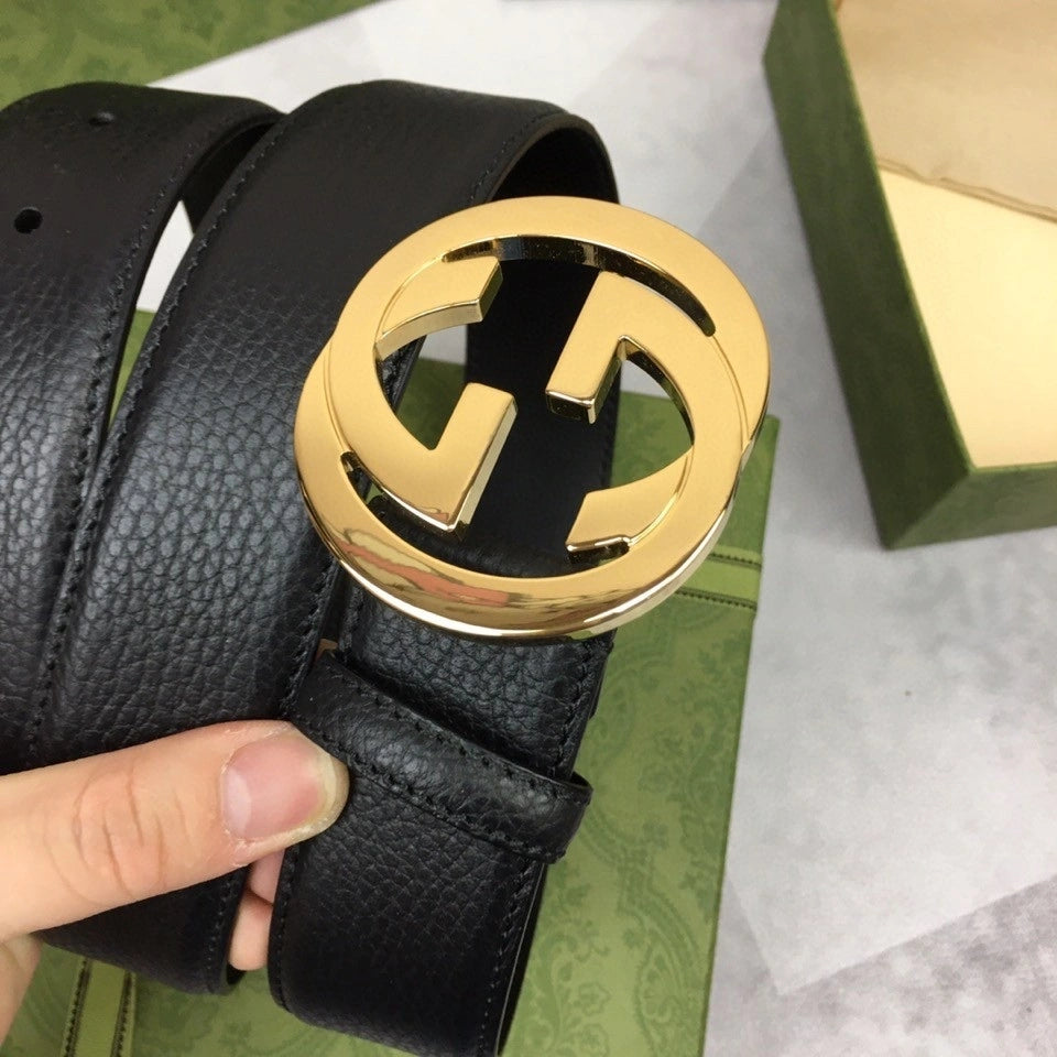 Gucci Leather Belt with Gold GG Buckle - Hình 3