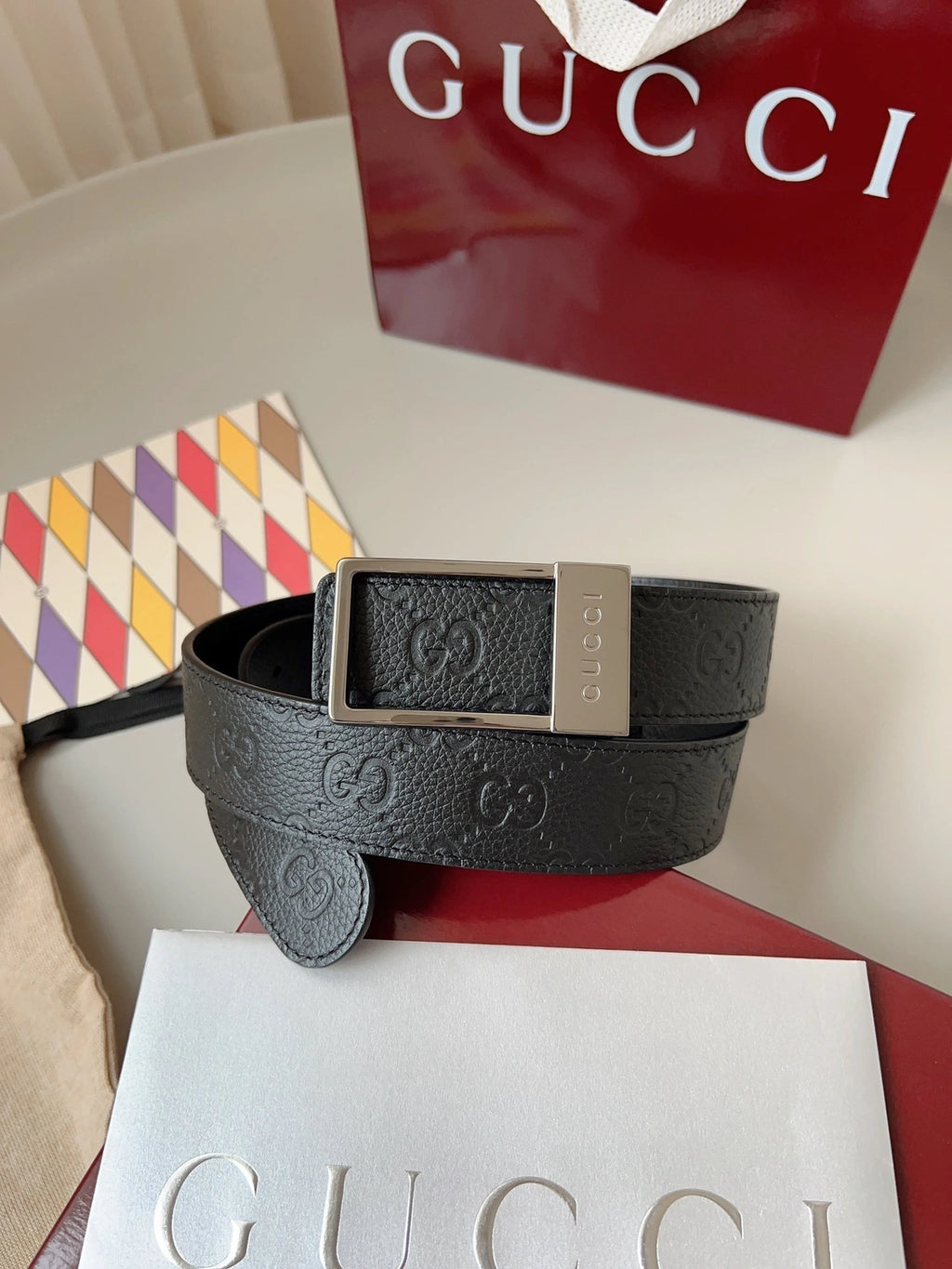 Gucci Premium Leather Belt with Silver Buckle - Hình 7