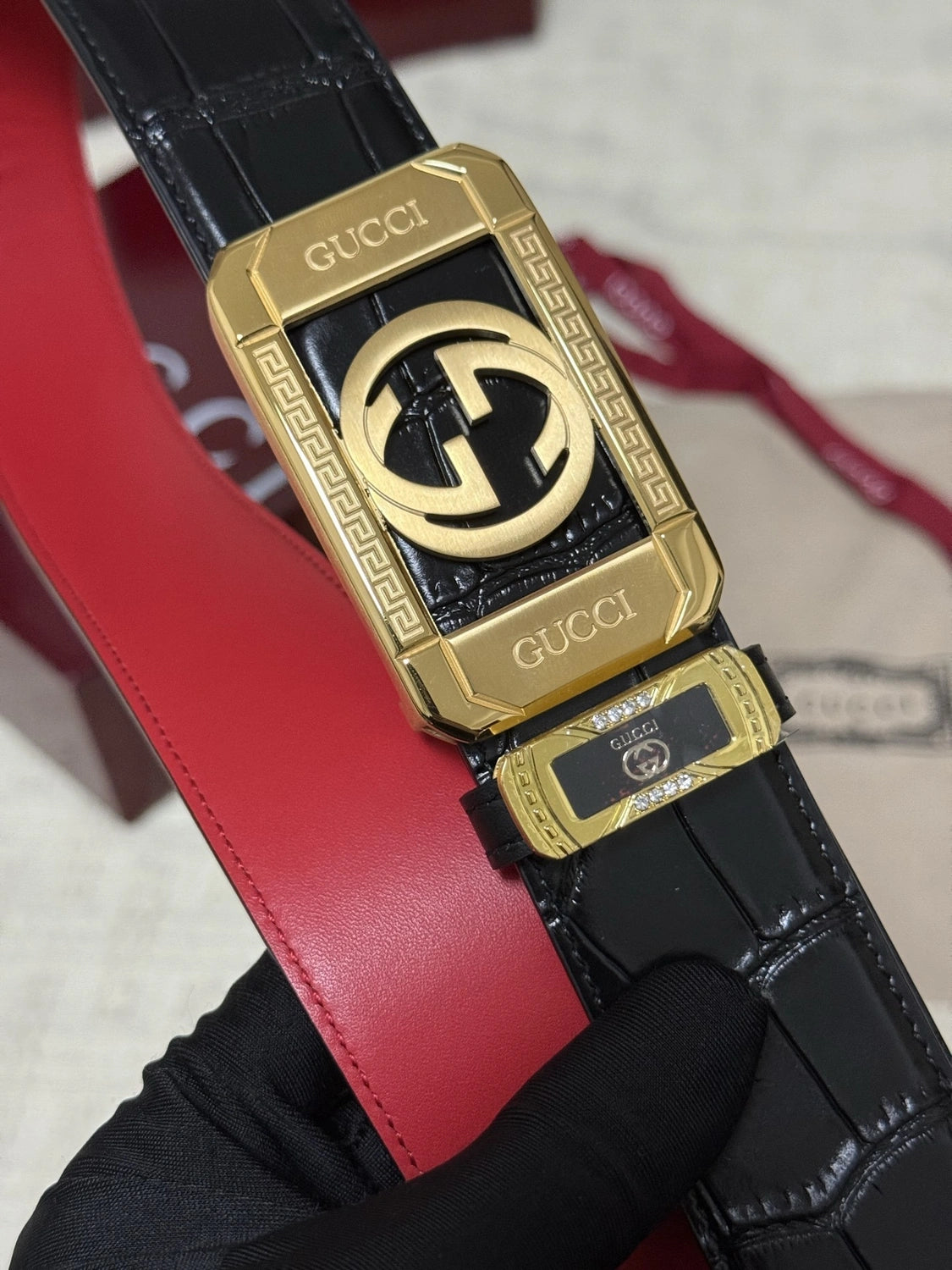 Gucci Interlocking G Leather Belt Black - Hình 3