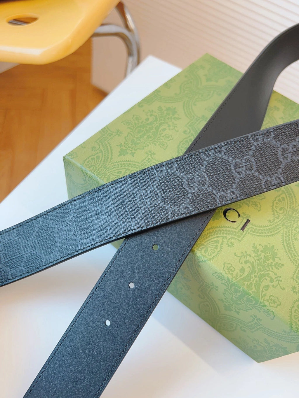 Premium GG Monogram Belt with Gold Buckle - Hình 8