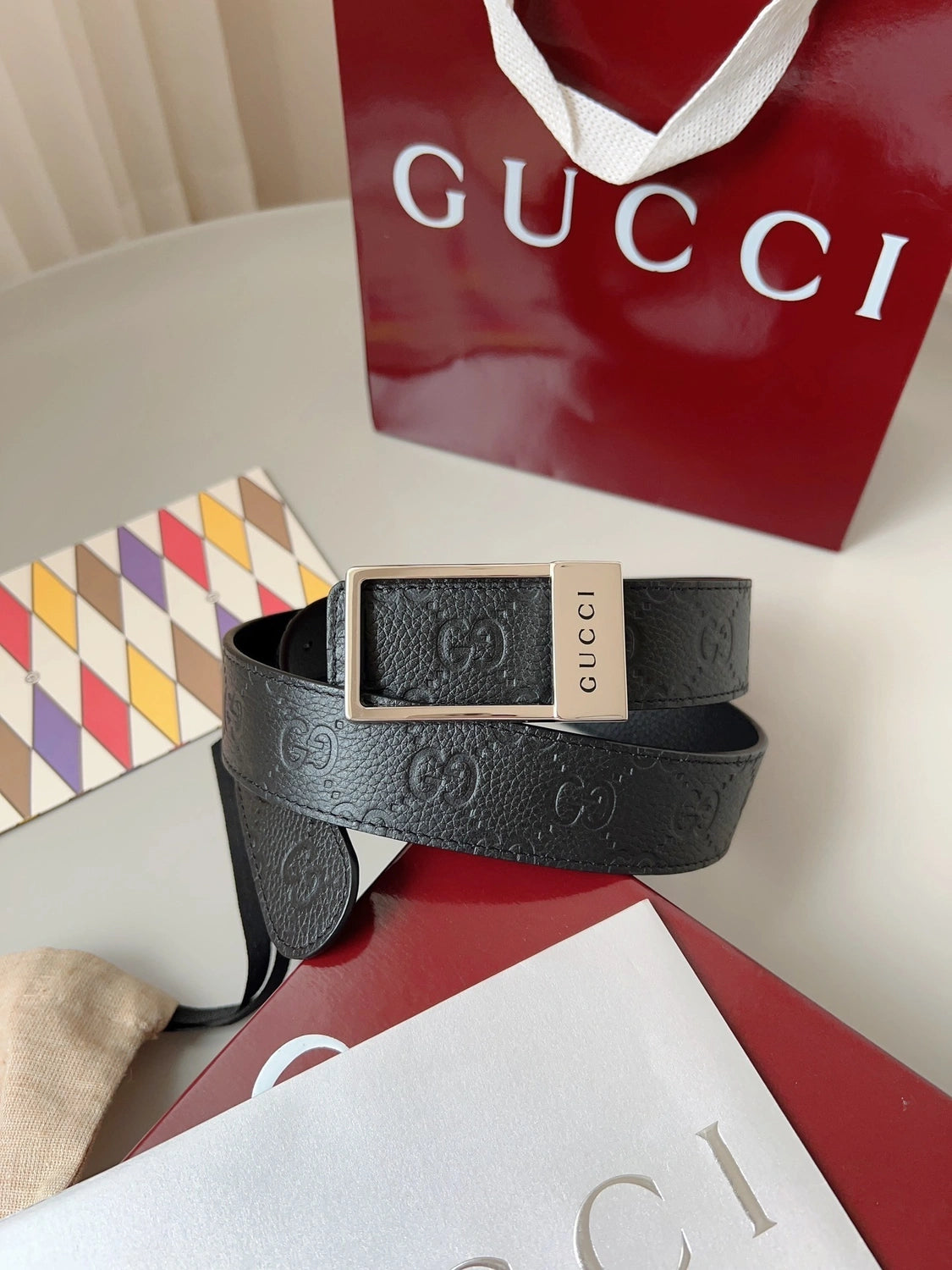 Gucci Premium Quality Black Leather Belt - Hình 8