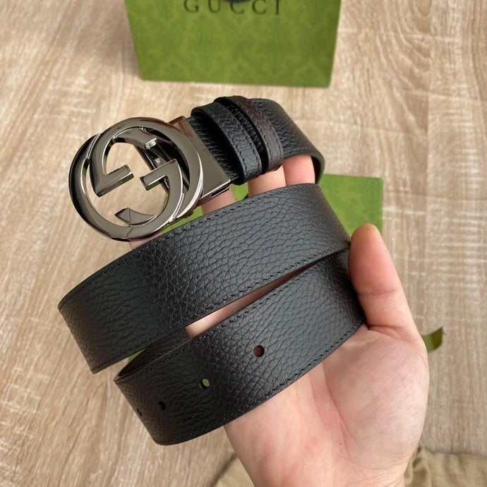 Gucci Premium Leather Belt with GG Buckle - Hình 8