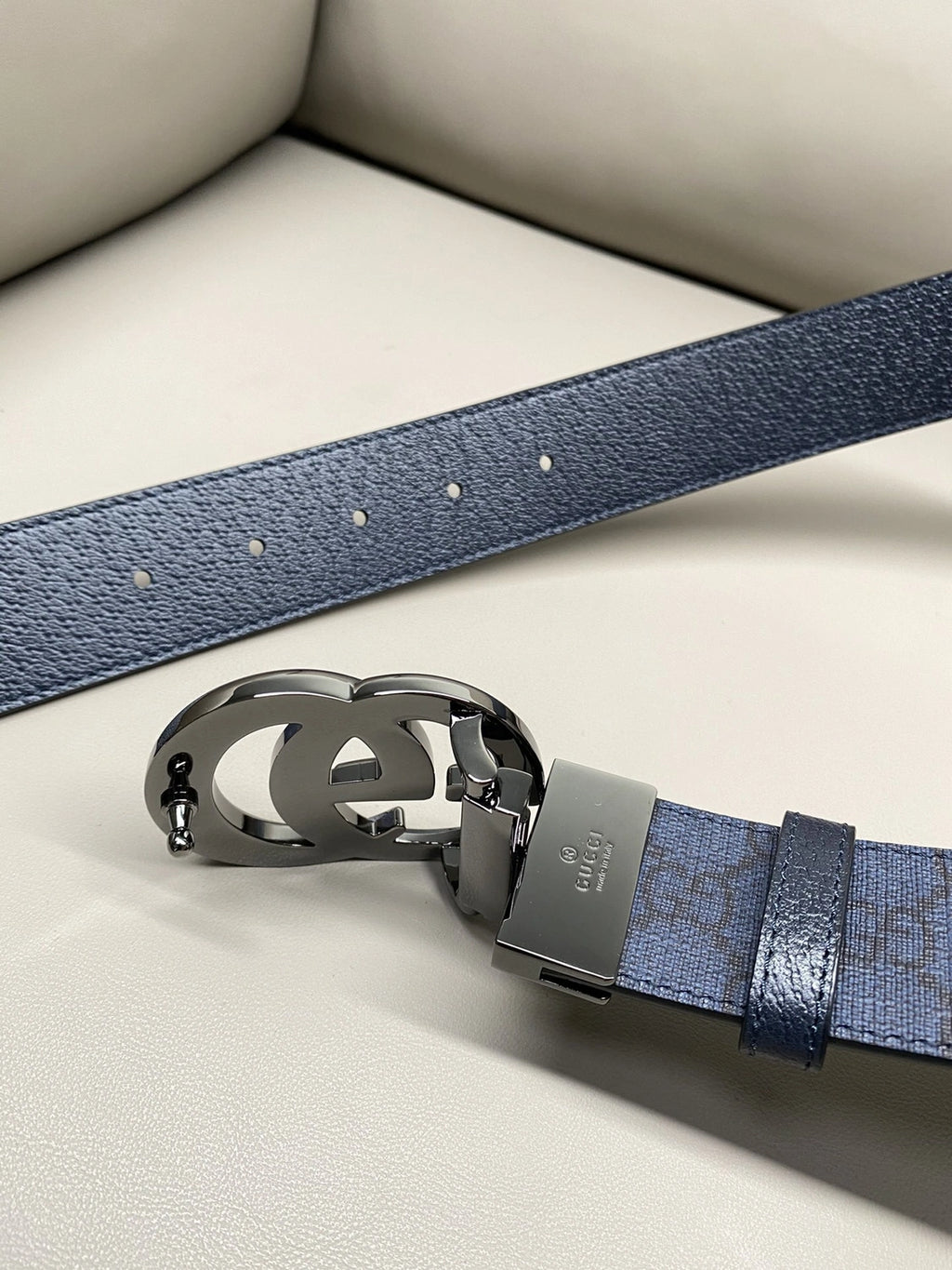 Premium Blue GG Belt with Silver Buckle - Hình 8