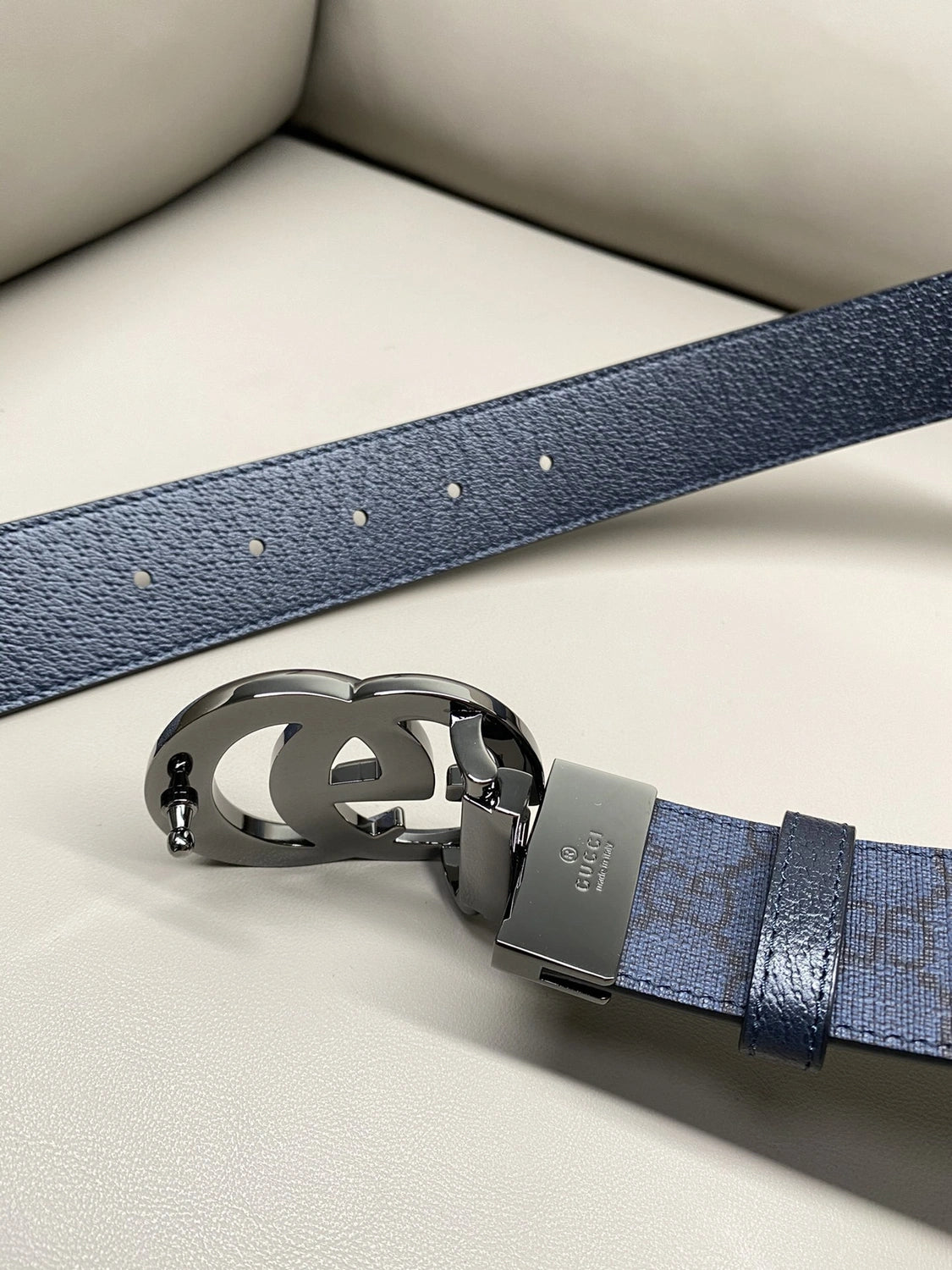 Premium Blue GG Belt with Silver Buckle - Hình 8