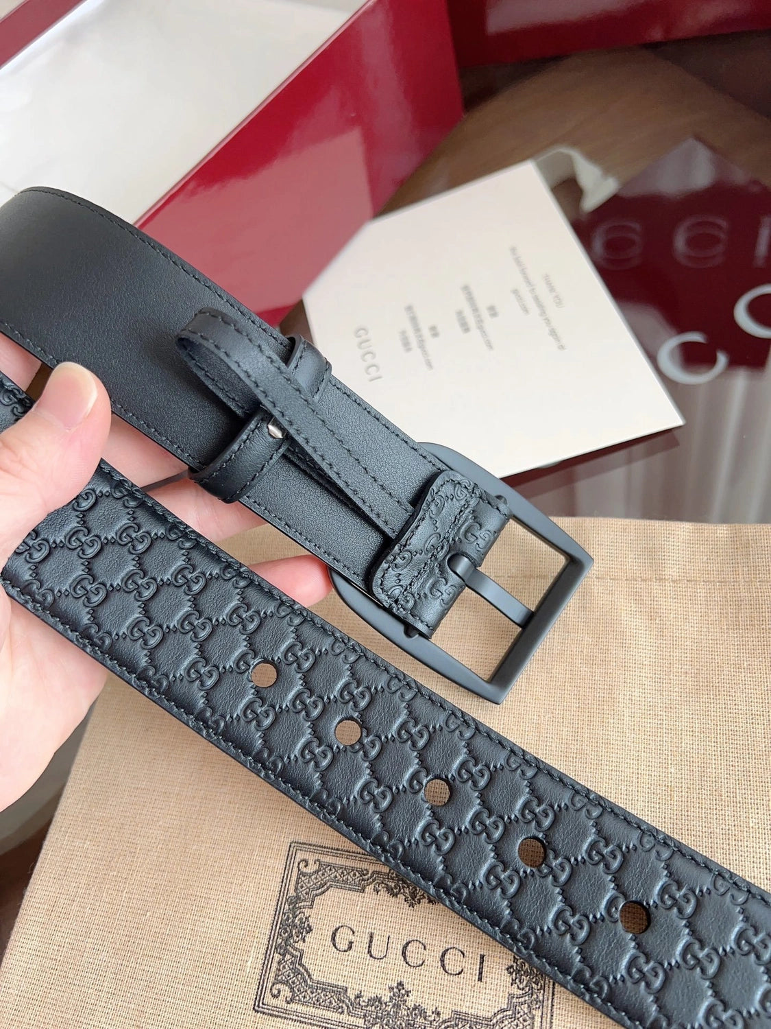 Gucci Signature Leather Belt Black - Hình 6