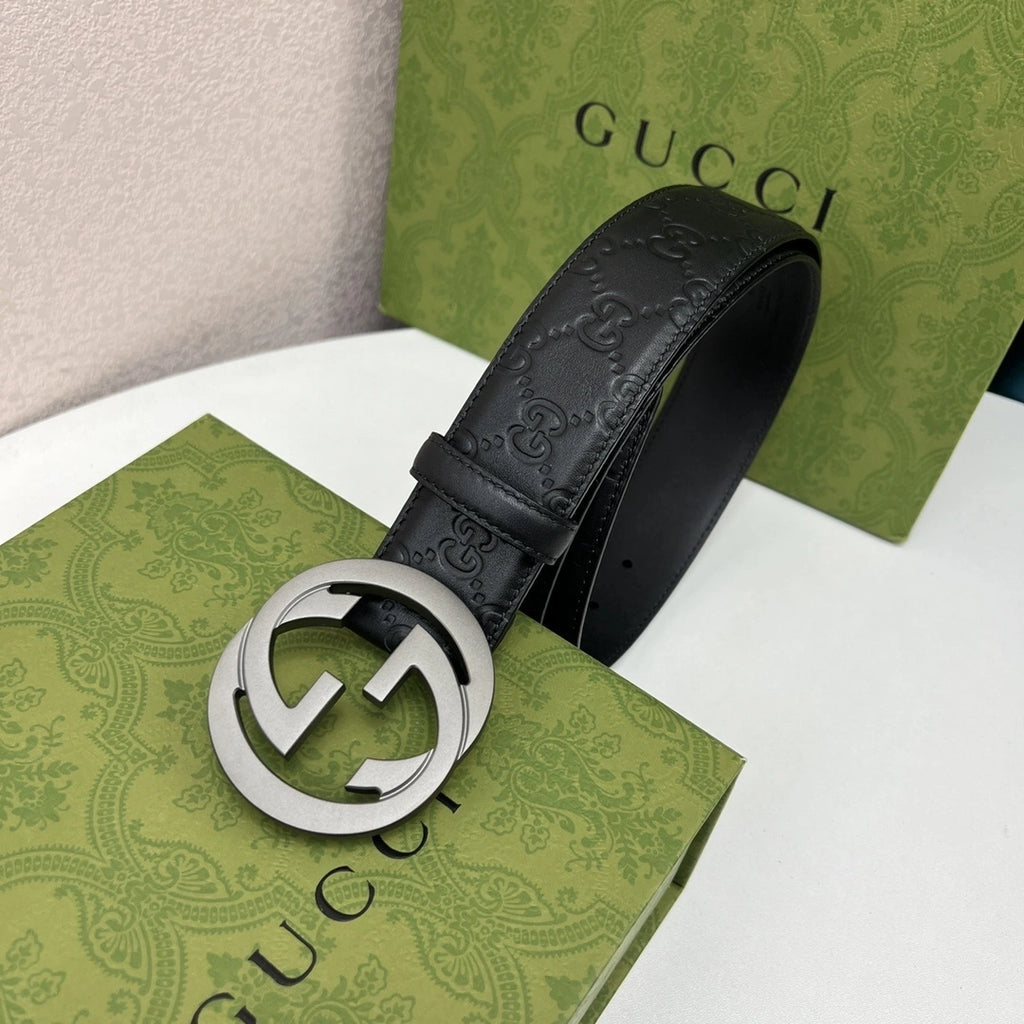 Gucci Inspired Premium Leather Belt with GG Buckle - Hình 8