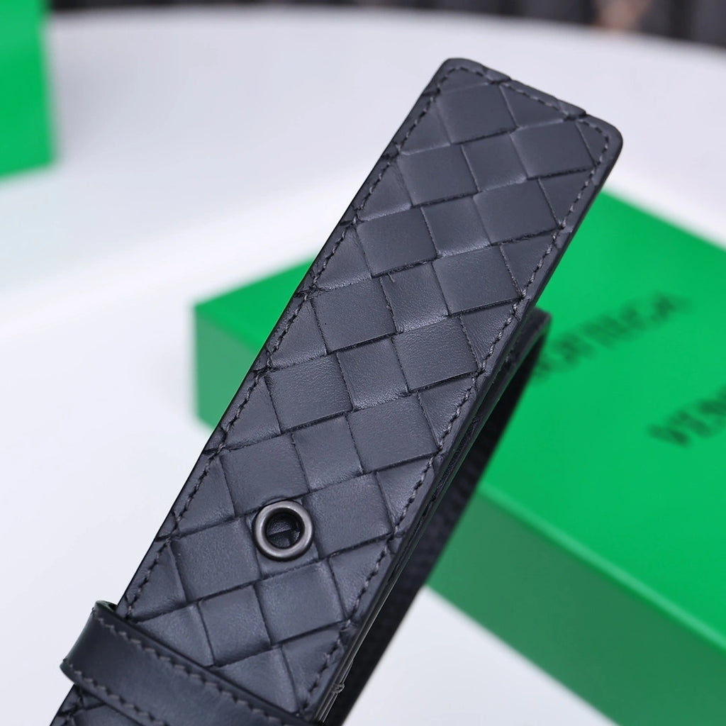 Bottega Veneta Black Woven Leather Belt - Hình 8