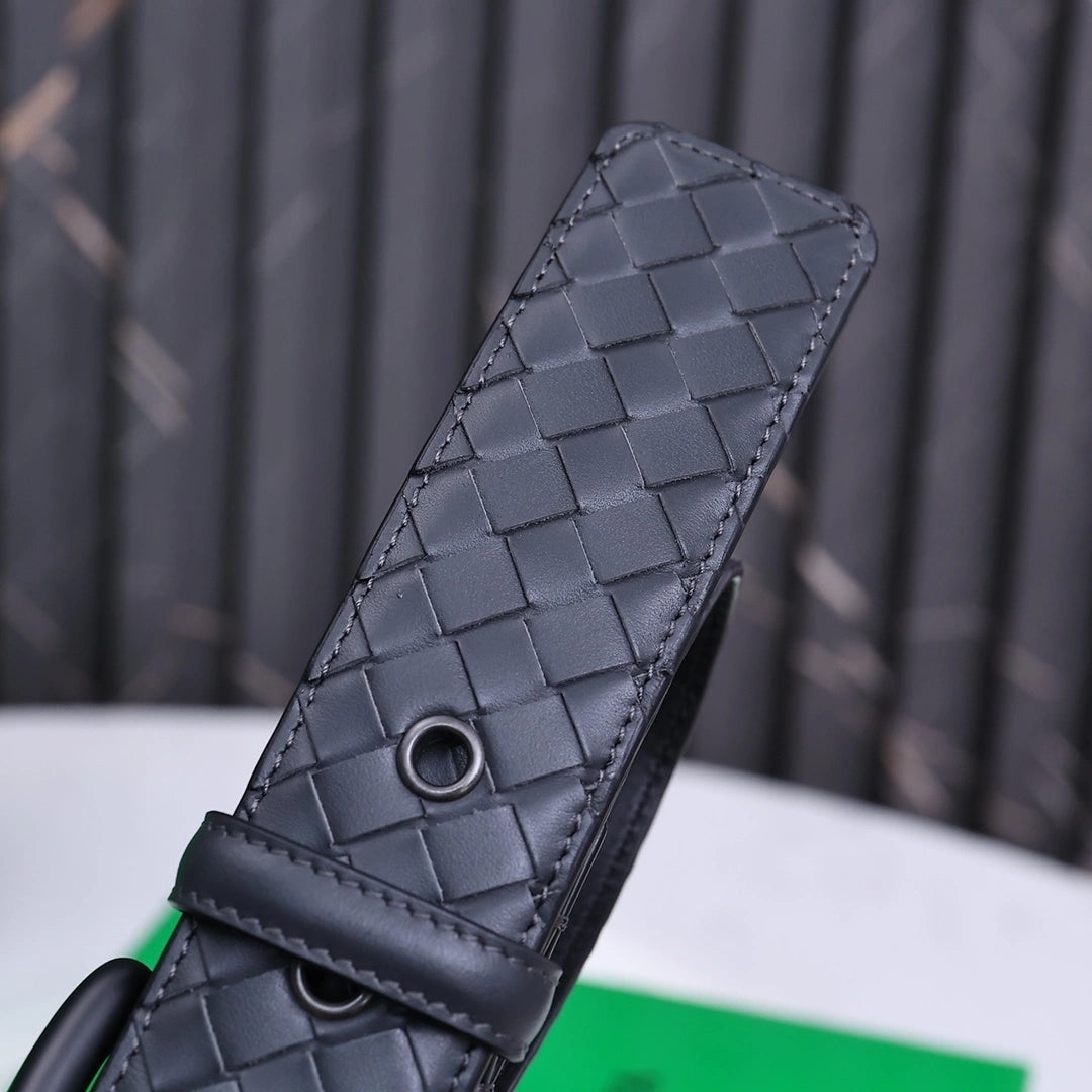 Bottega Veneta Premium Quality Woven Leather Belt Black - Hình 8