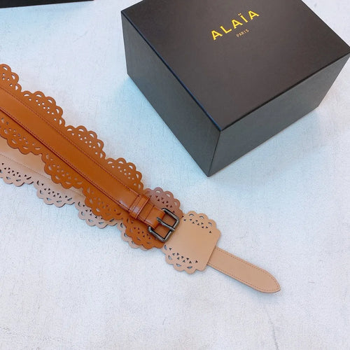 Alaïa Tan Leather Scalloped Belt - Hình 2