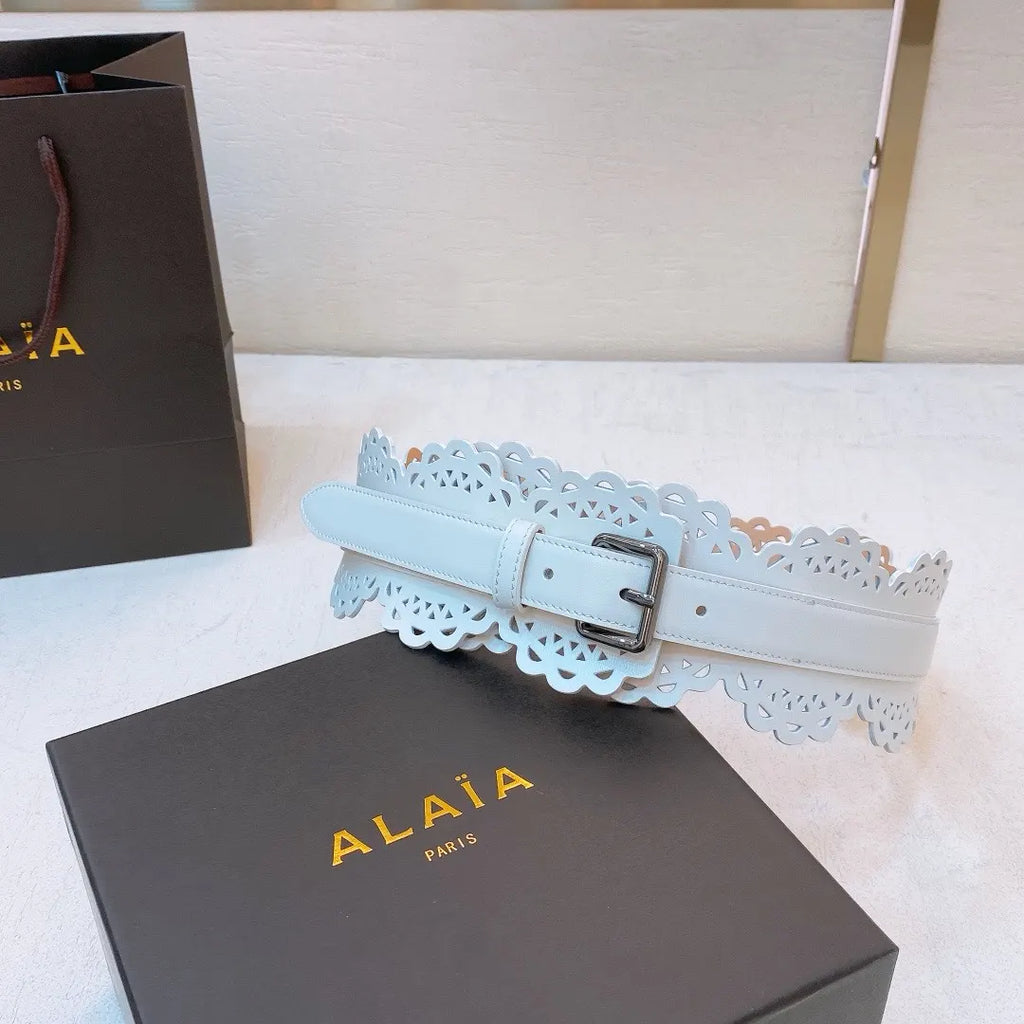 Alaïa White Scalloped Belt - Hình 5
