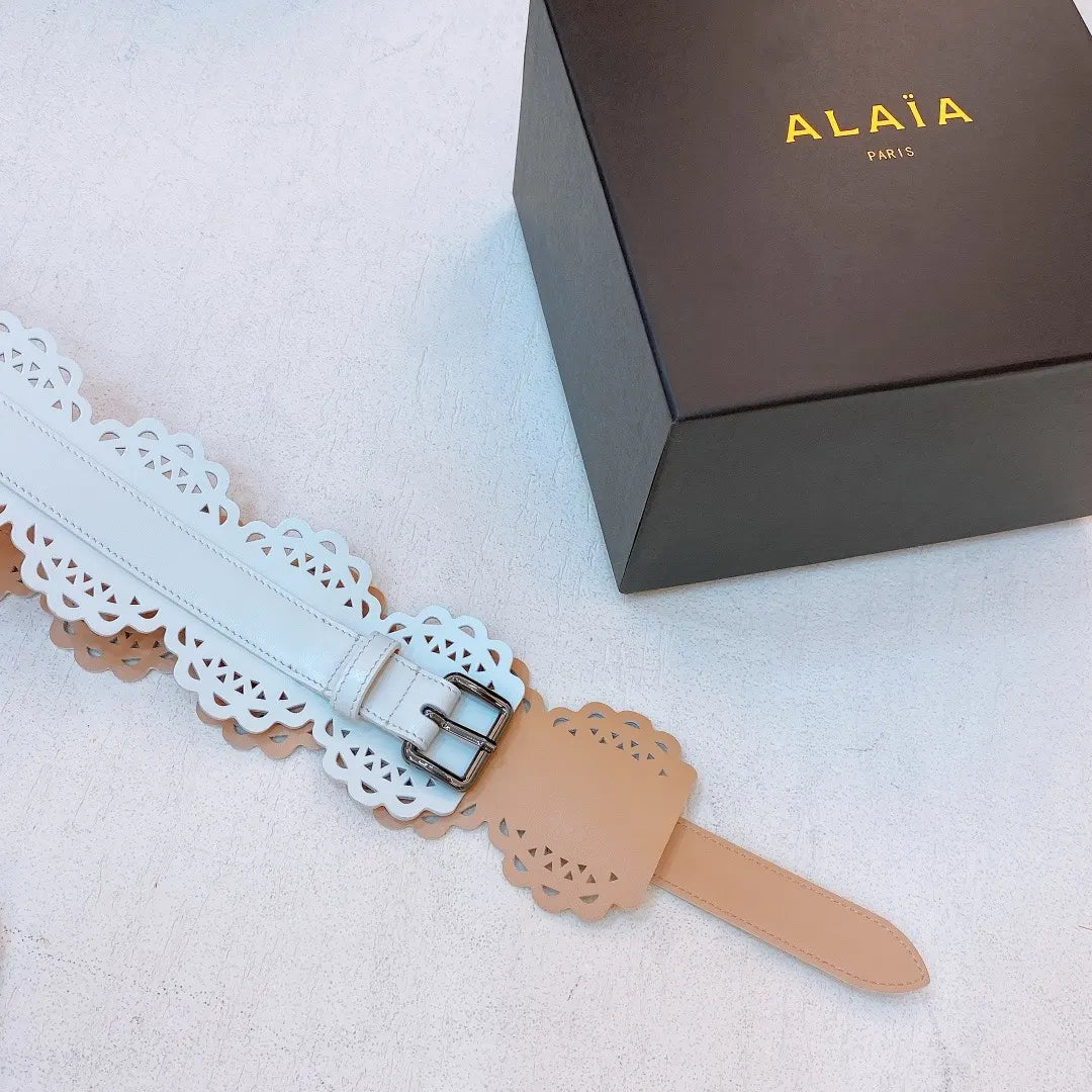 Alaïa White Scalloped Belt - Hình 2