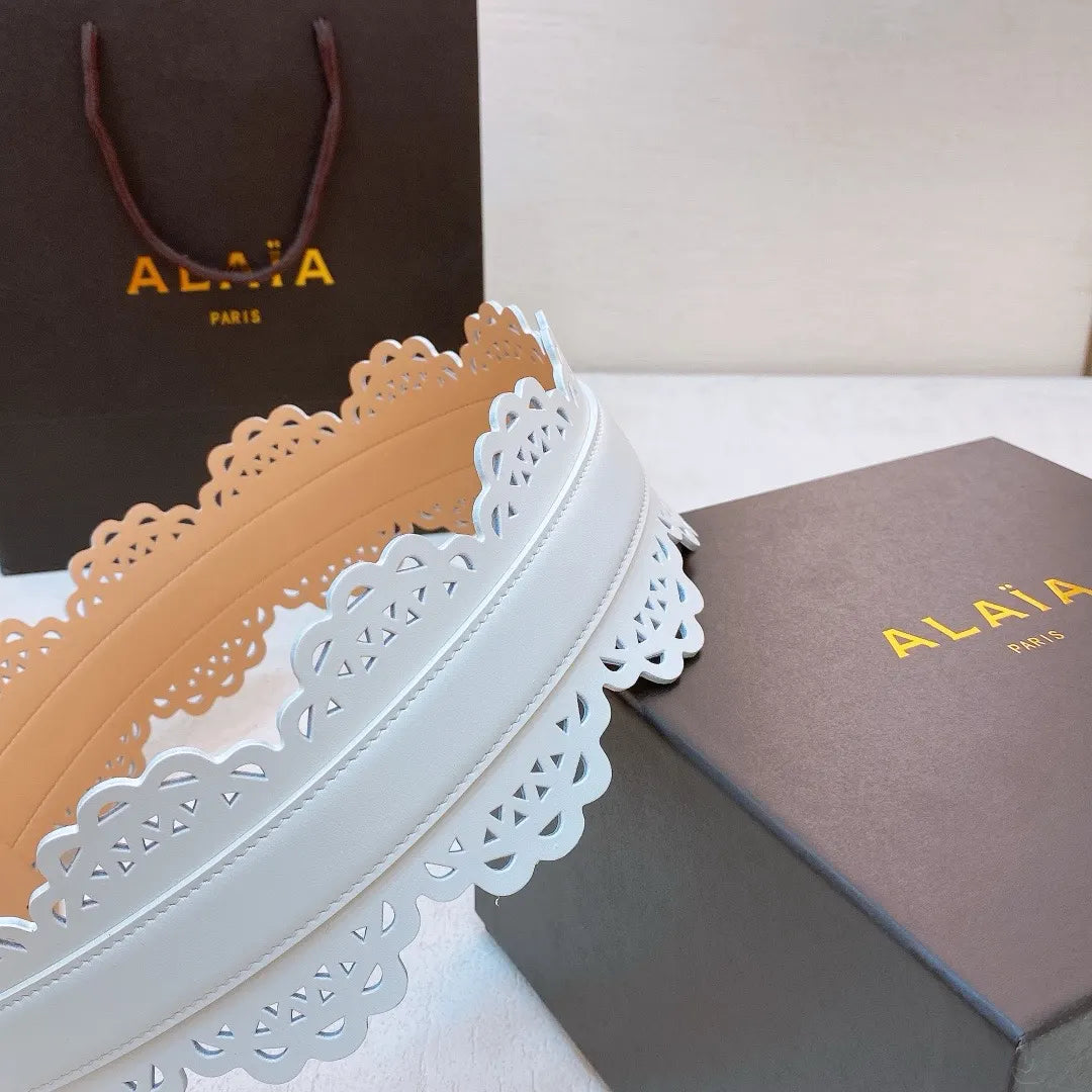 Alaïa White Scalloped Belt - Hình 4
