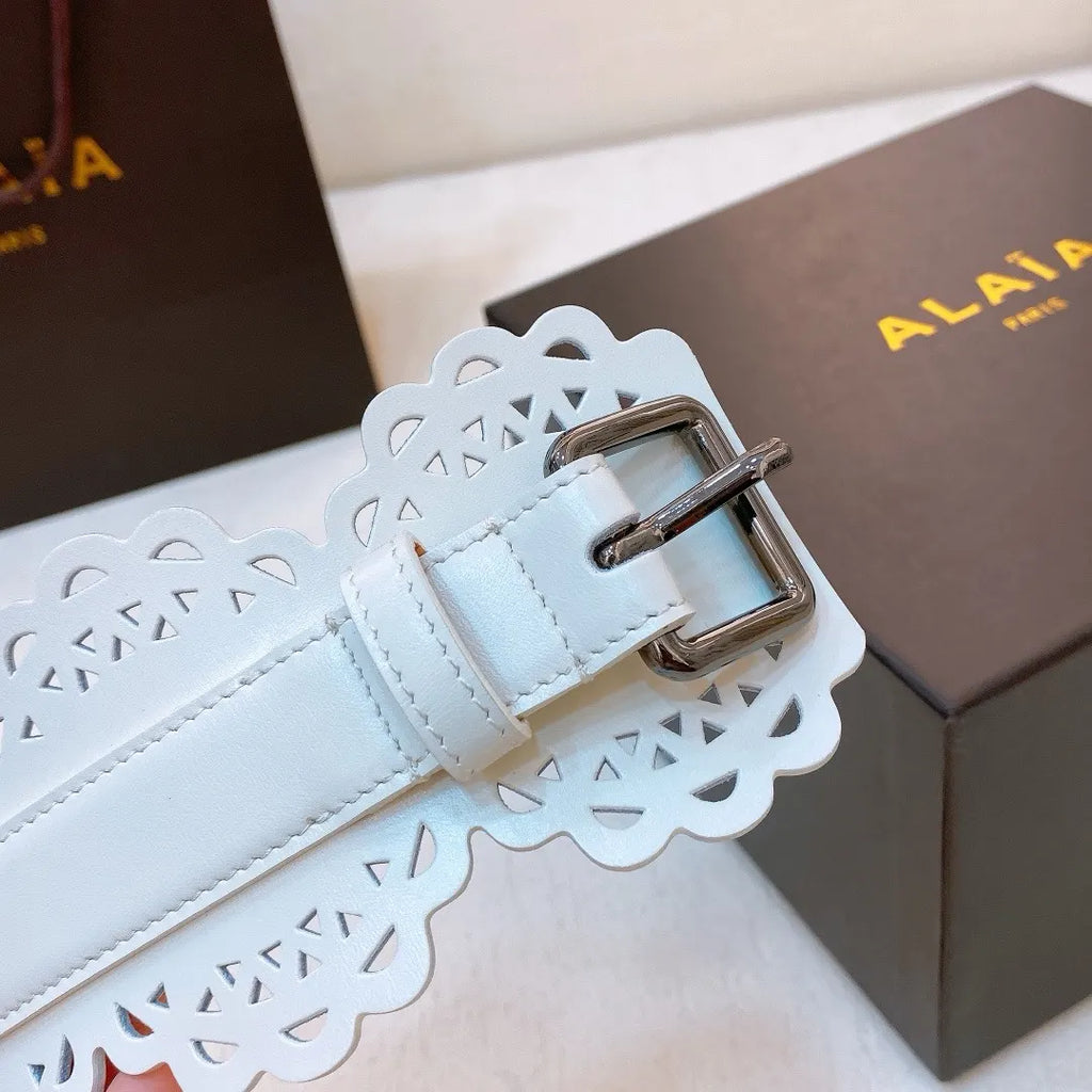 Alaïa White Scalloped Belt - Hình 3