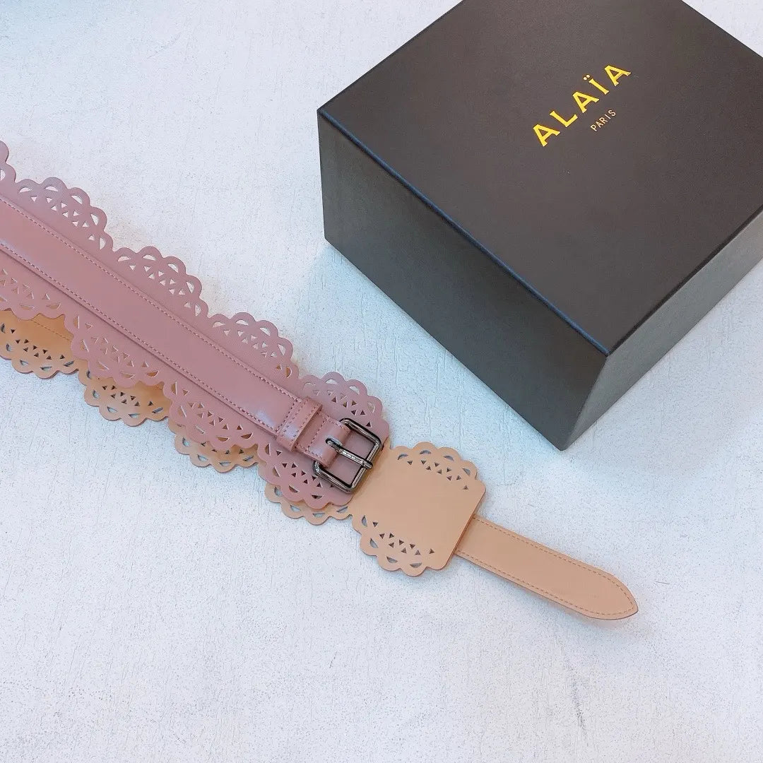 Alaïa Pink Scalloped Belt - Hình 3
