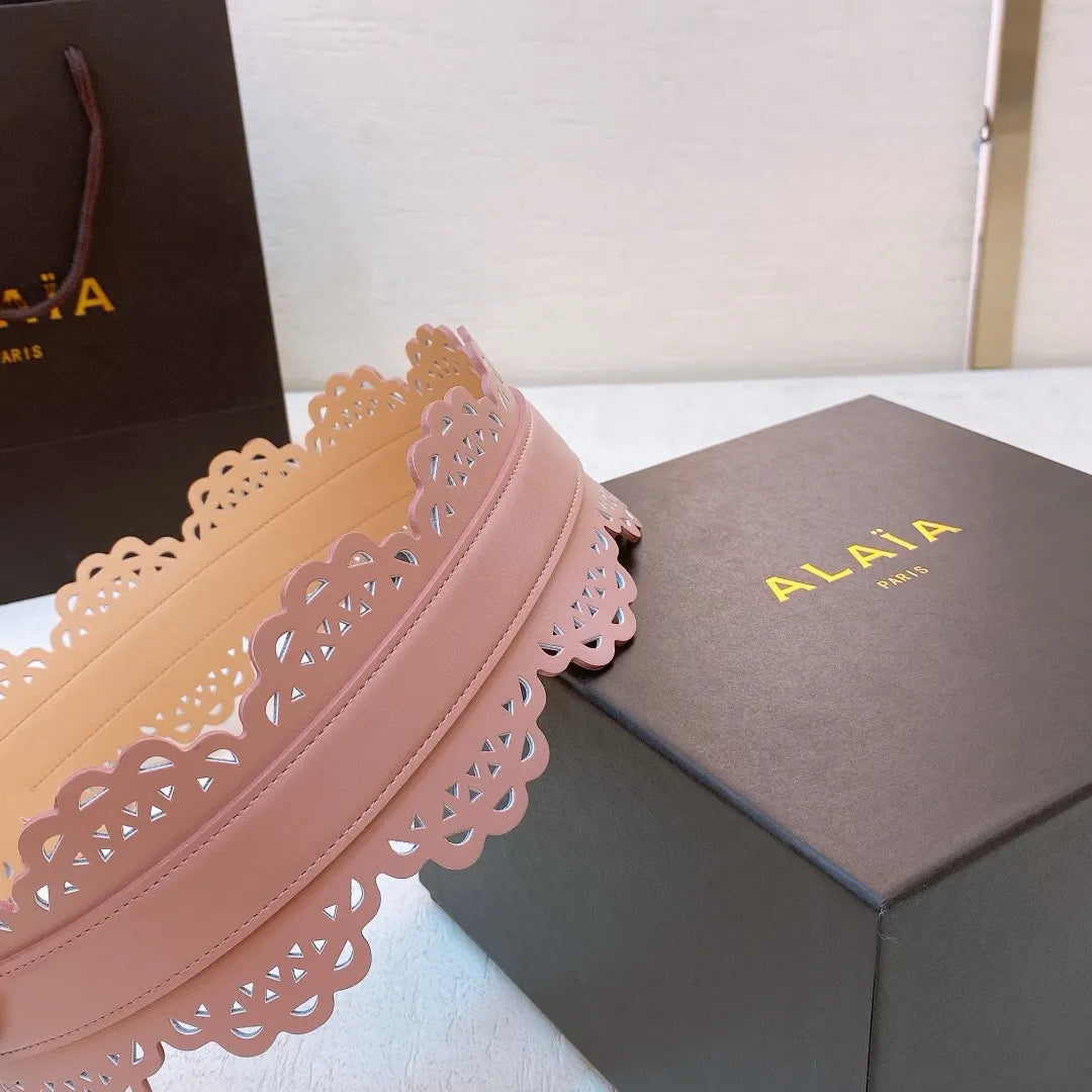 Alaïa Pink Scalloped Belt - Hình 4