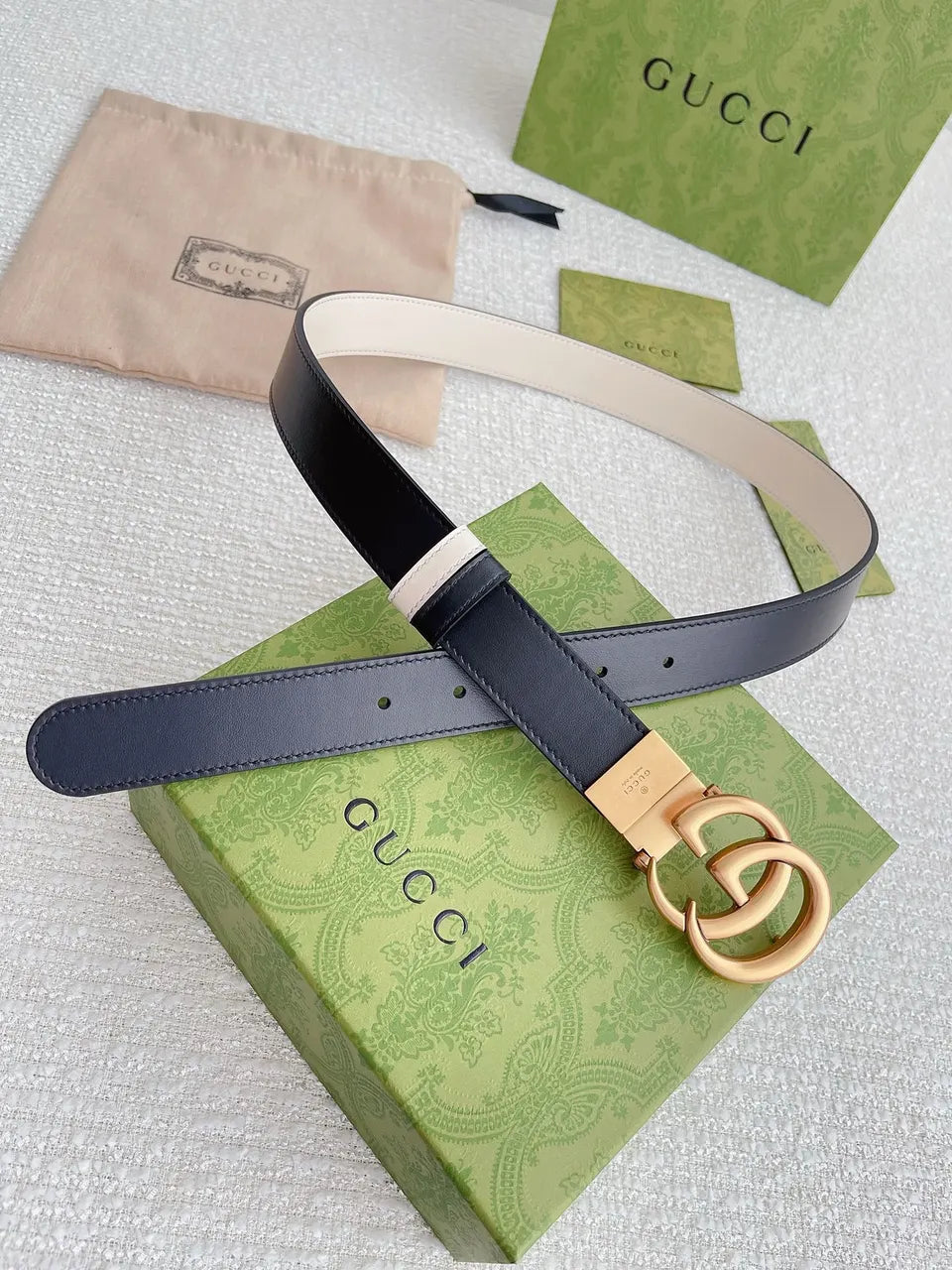 Gucci Black Leather Belt buckle - Hình 3