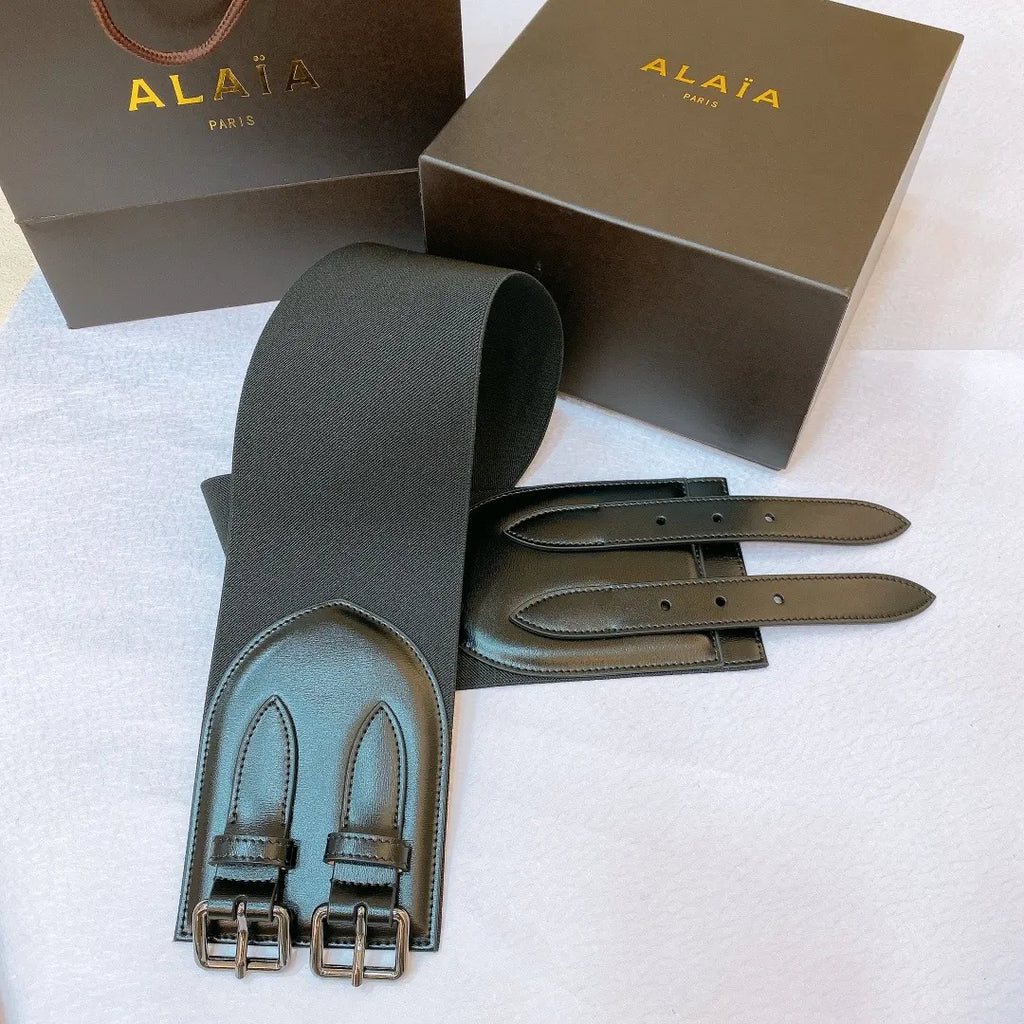 Alaïa Black Leather Corset Belt - Hình 3