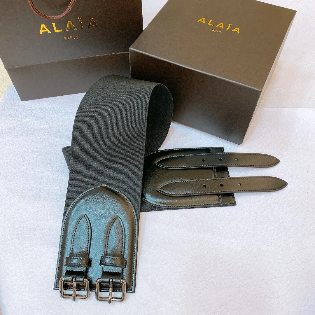 Alaïa Black Leather Corset Belt - Hình 3