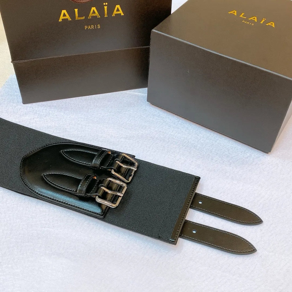 Alaïa Black Leather Corset Belt - Hình 2