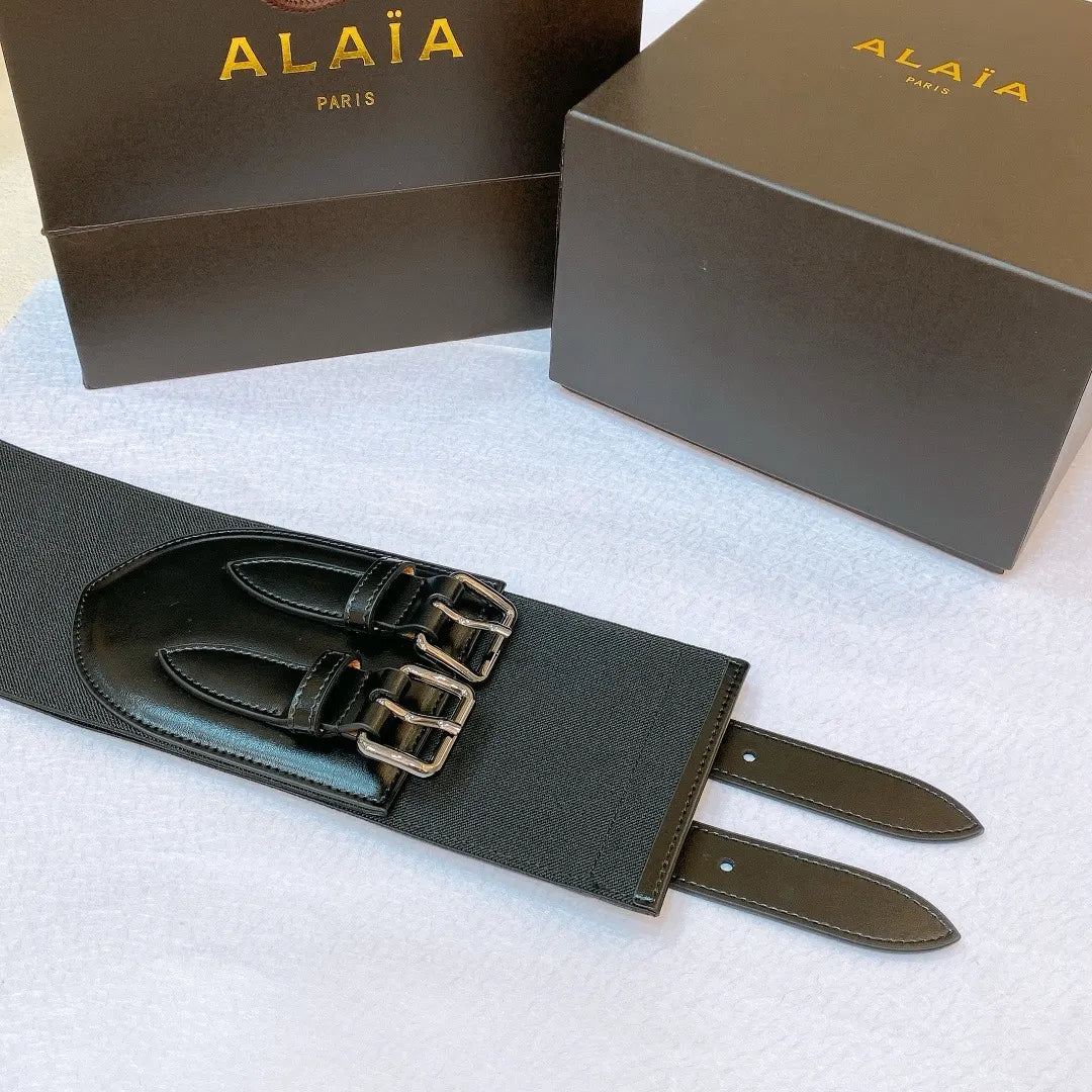 Alaïa Black Leather Corset Belt - Hình 2