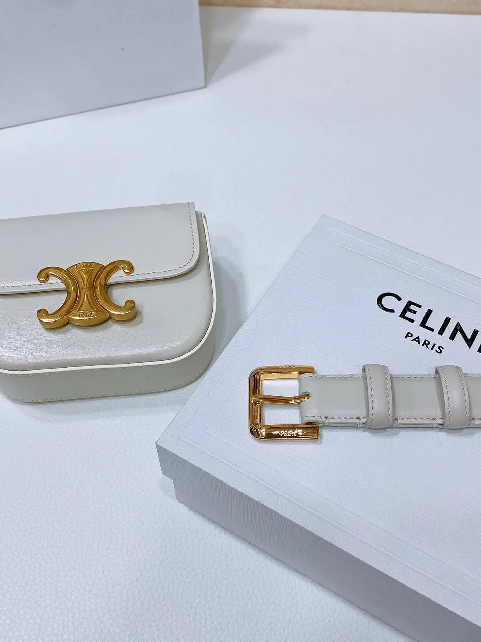 Celine White Leather Belt - Hình 3