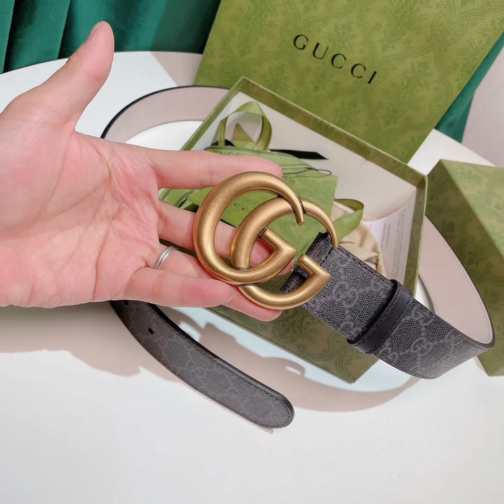Gucci Gray Monogram Belt gold - Hình 6
