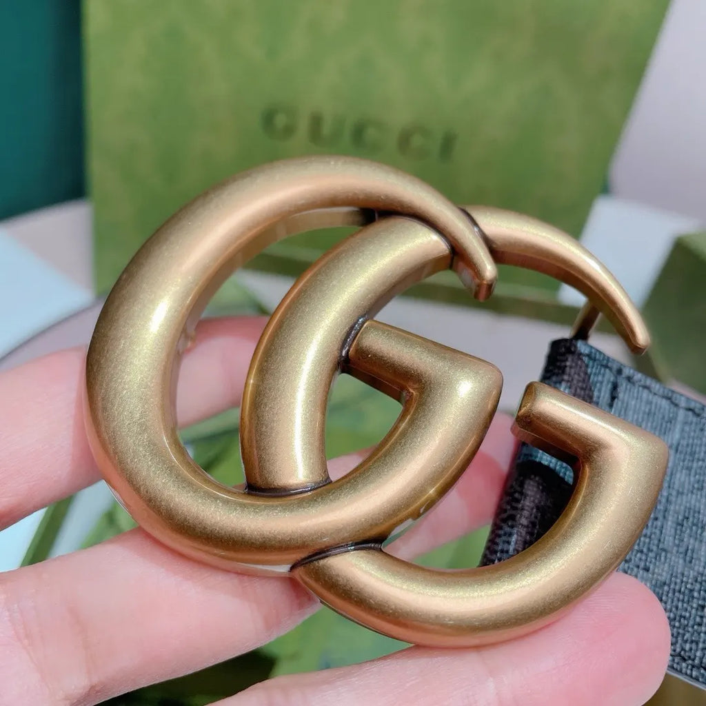 Gucci Gray Monogram Belt gold - Hình 4