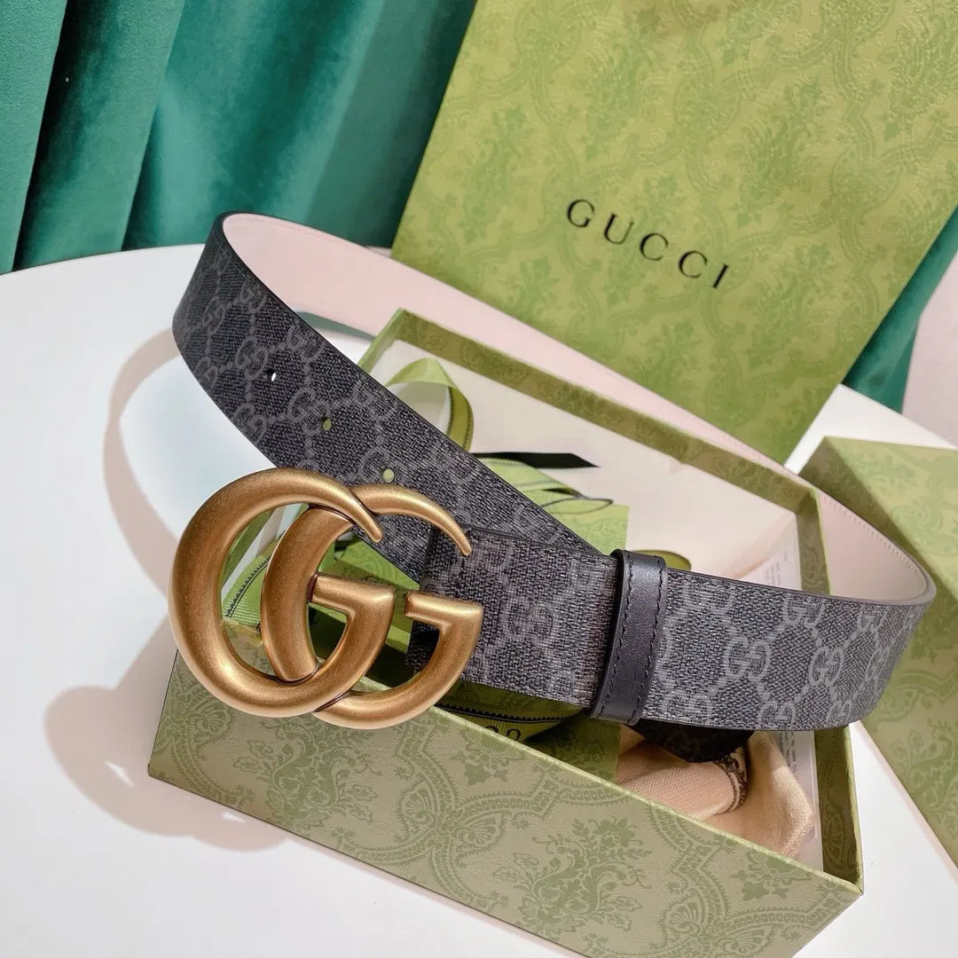 Gucci Gray Monogram Belt gold - Hình 7