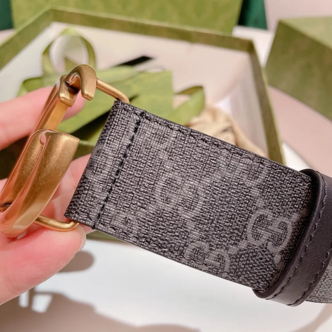 Gucci Gray Monogram Belt gold - Hình 3