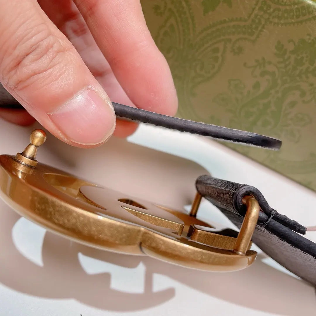 Gucci Gray Monogram Belt gold - Hình 2