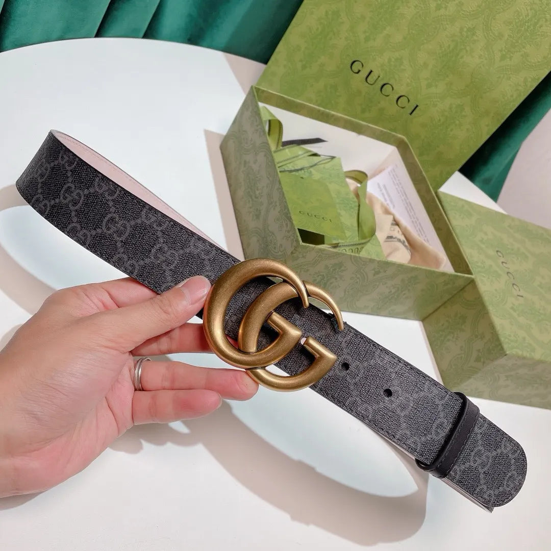 Gucci Gray Monogram Belt gold - Hình 8