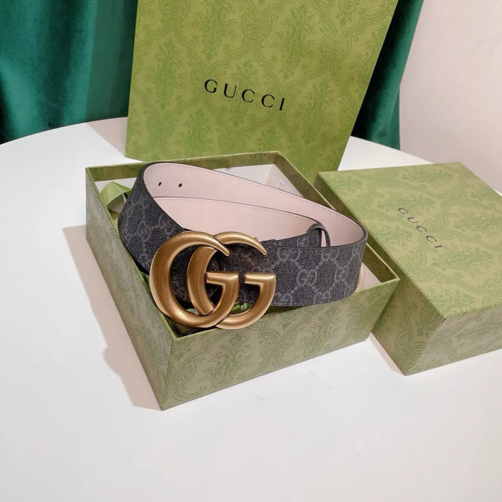 Gucci Gray Monogram Belt gold - Hình 9