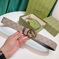 gold Gucci Beige Monogram Belt