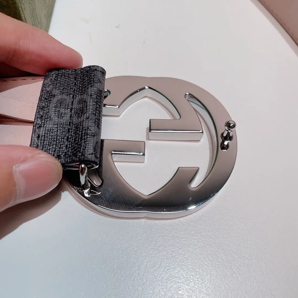 Gucci Gray Monogram Belt silver - Hình 3