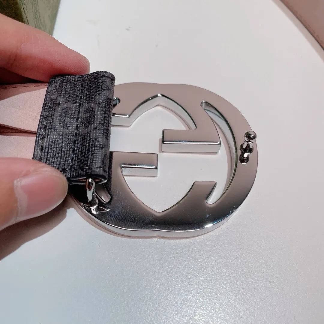 Gucci Gray Monogram Belt silver - Hình 3