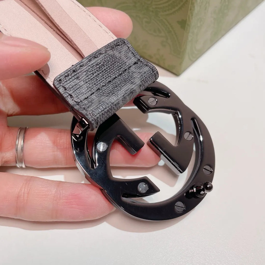 black Gucci Gray Monogram Belt - Hình 6