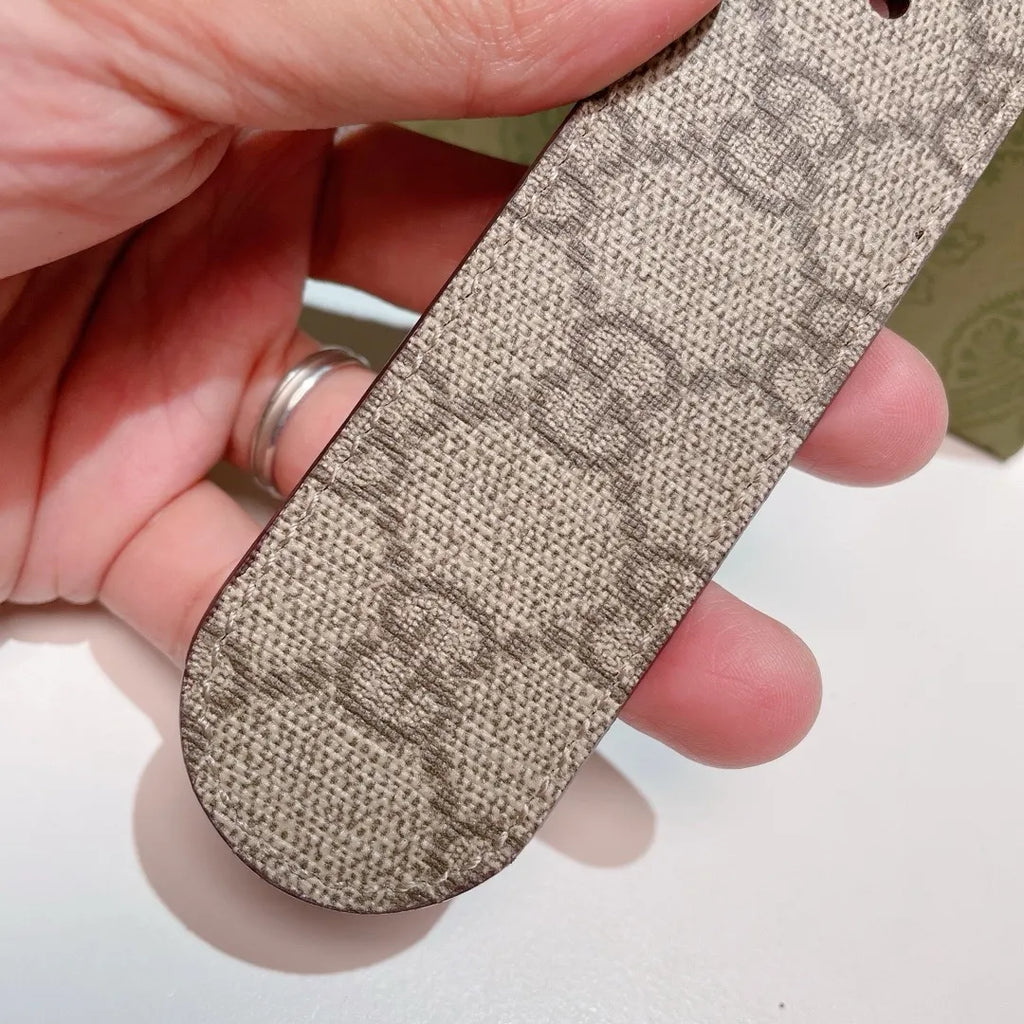 gold Gucci Beige Monogram Belt - Hình 2