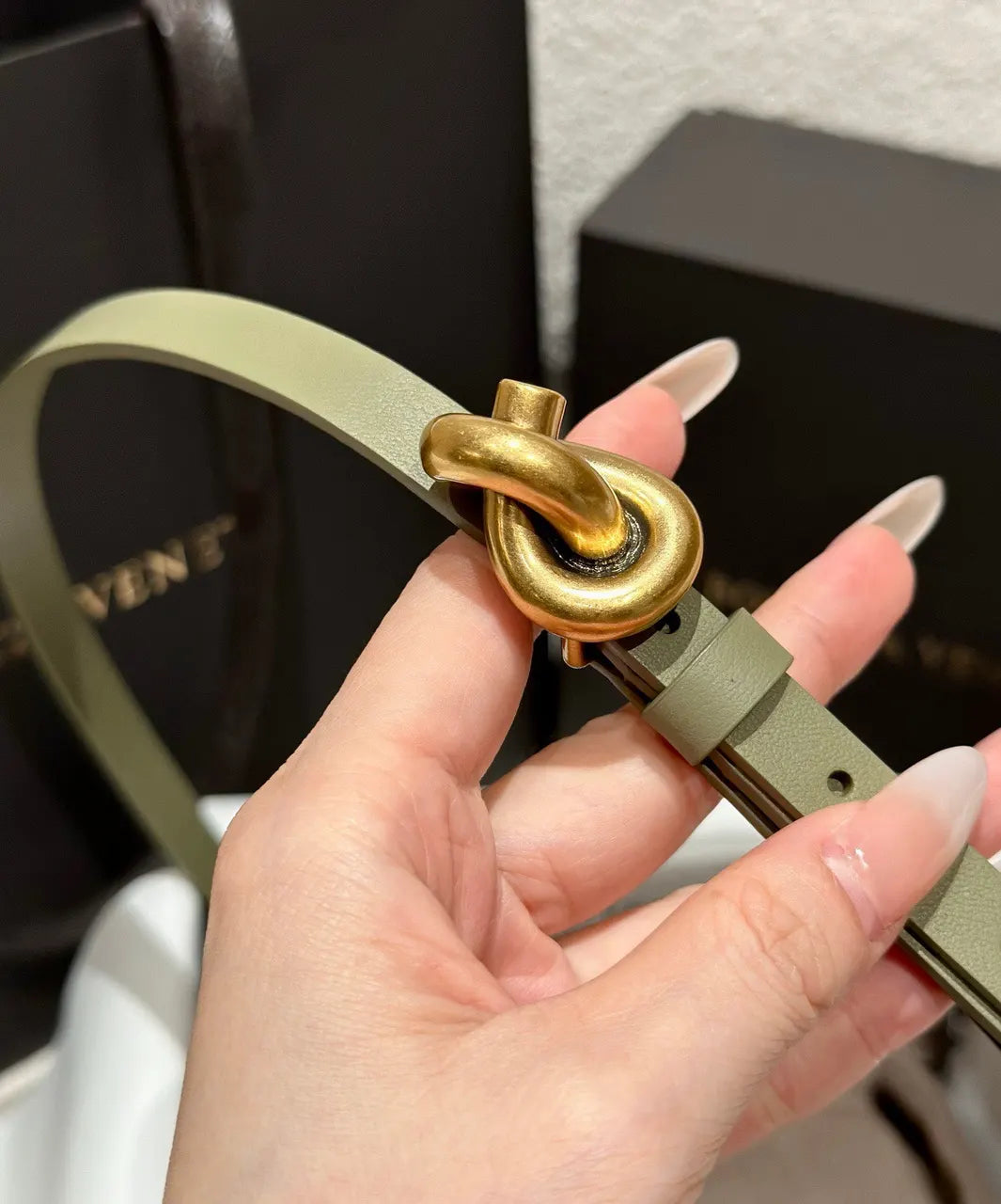 Bottega Veneta Pistachio Leather Knot Belt
