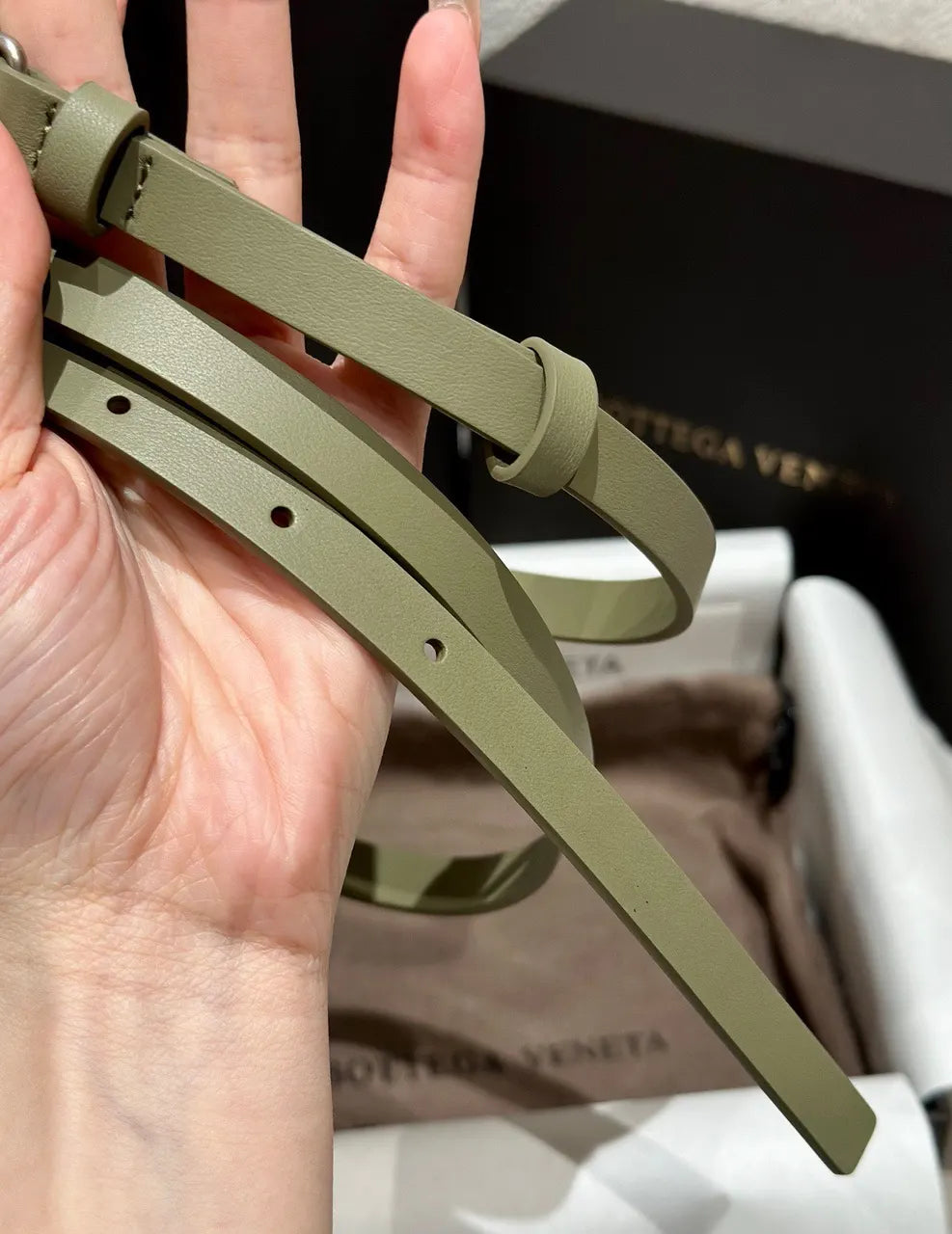 Bottega Veneta Pistachio Belt - Hình 5