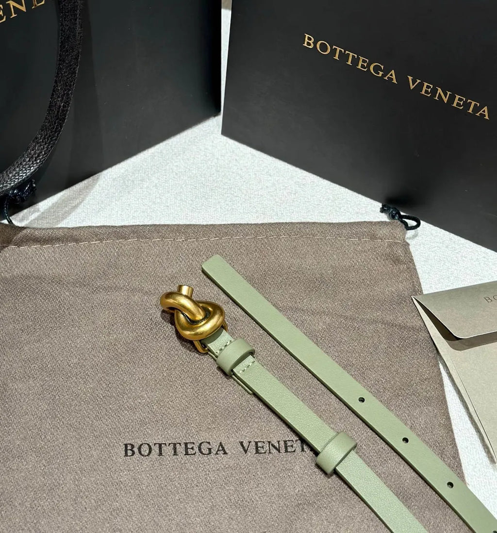Bottega Veneta Pistachio Leather Knot Belt - Hình 4