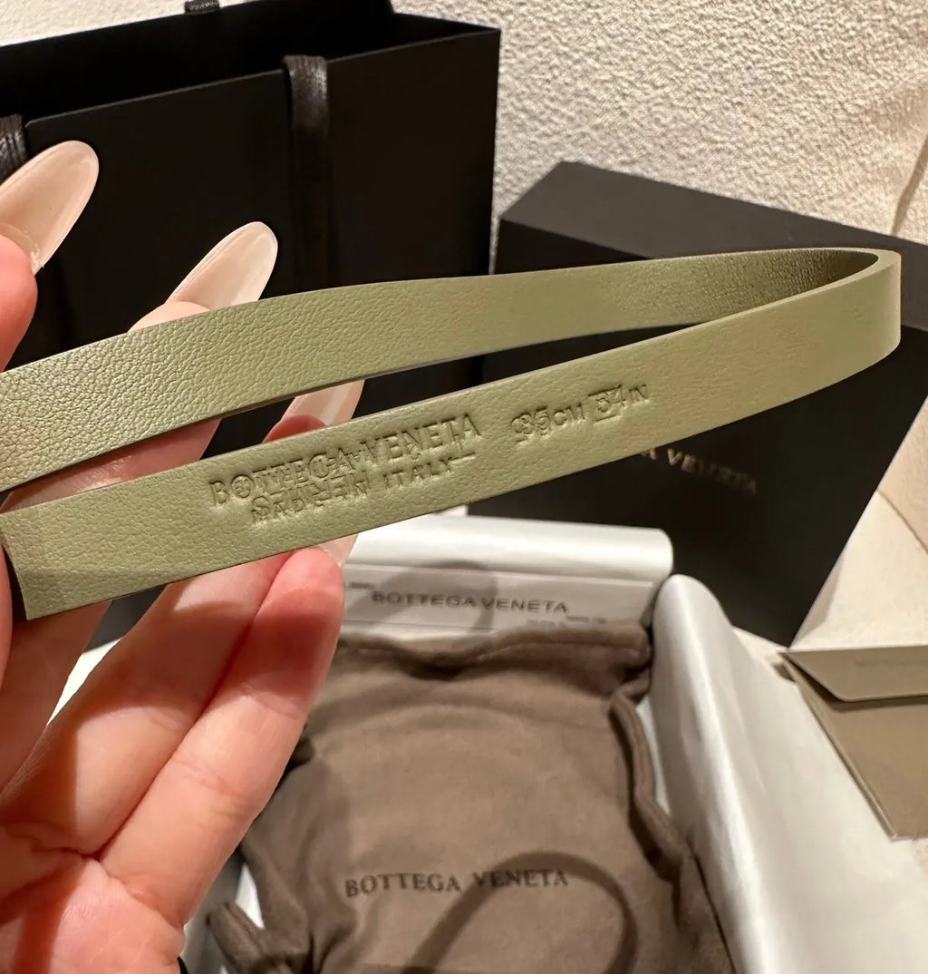 Bottega Veneta Pistachio Leather Knot Belt - Hình 2