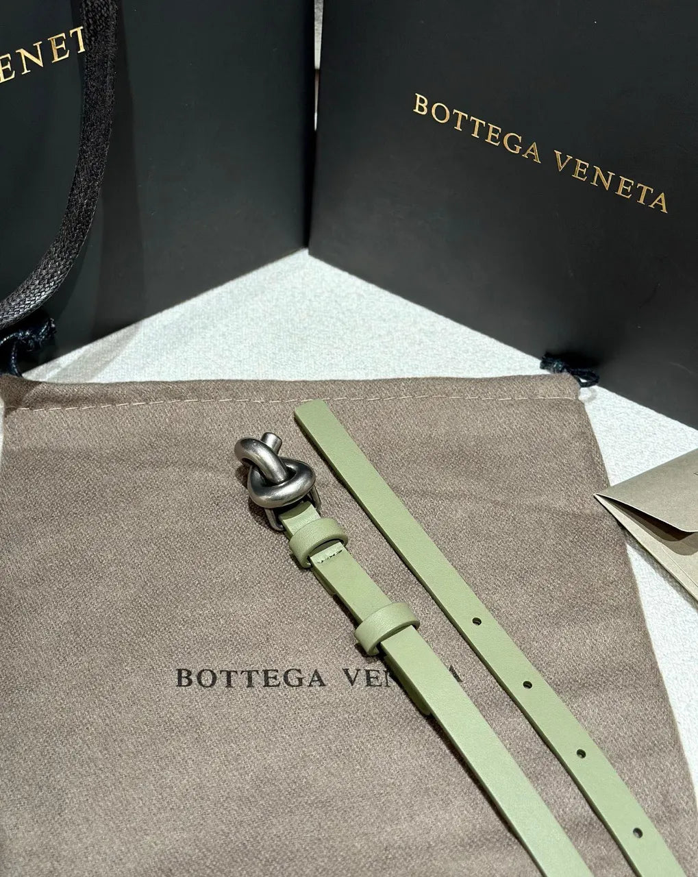 Bottega Veneta Pistachio Belt - Hình 7