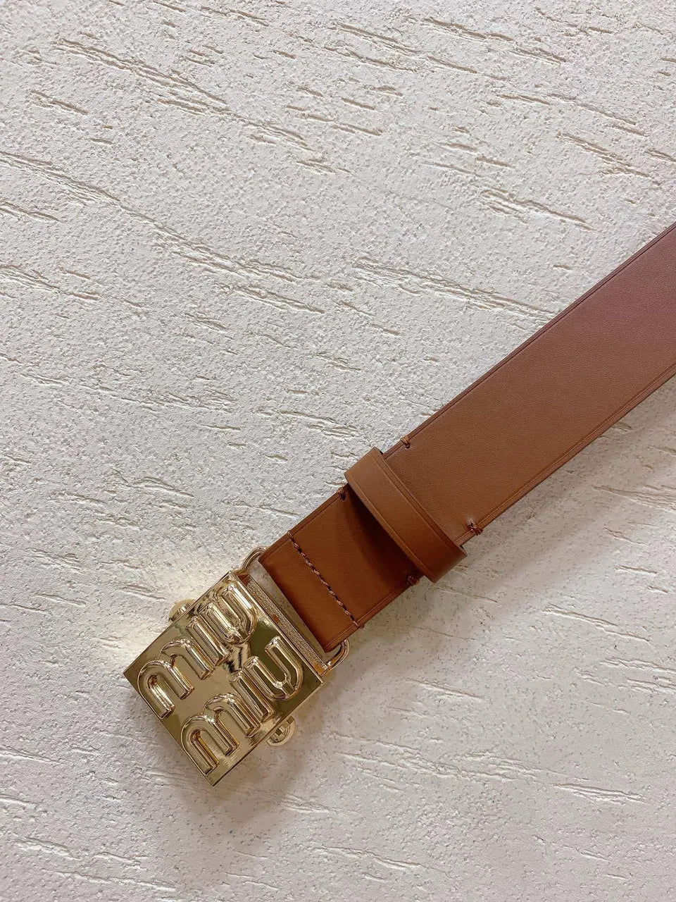 Miu Miu Caramel Leather Belt - Hình 5