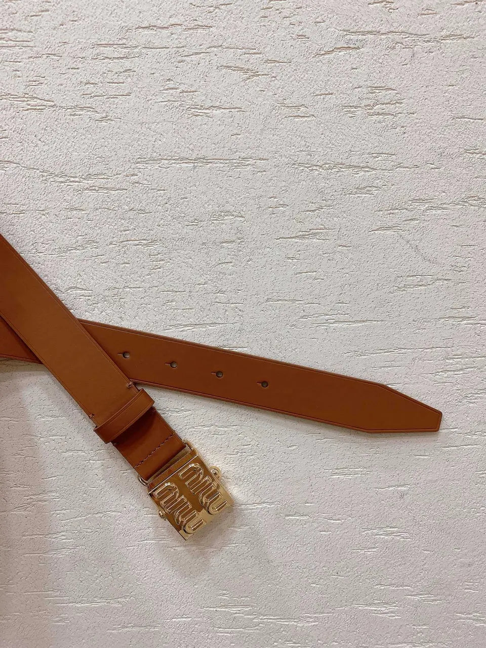 Miu Miu Caramel Leather Belt - Hình 2