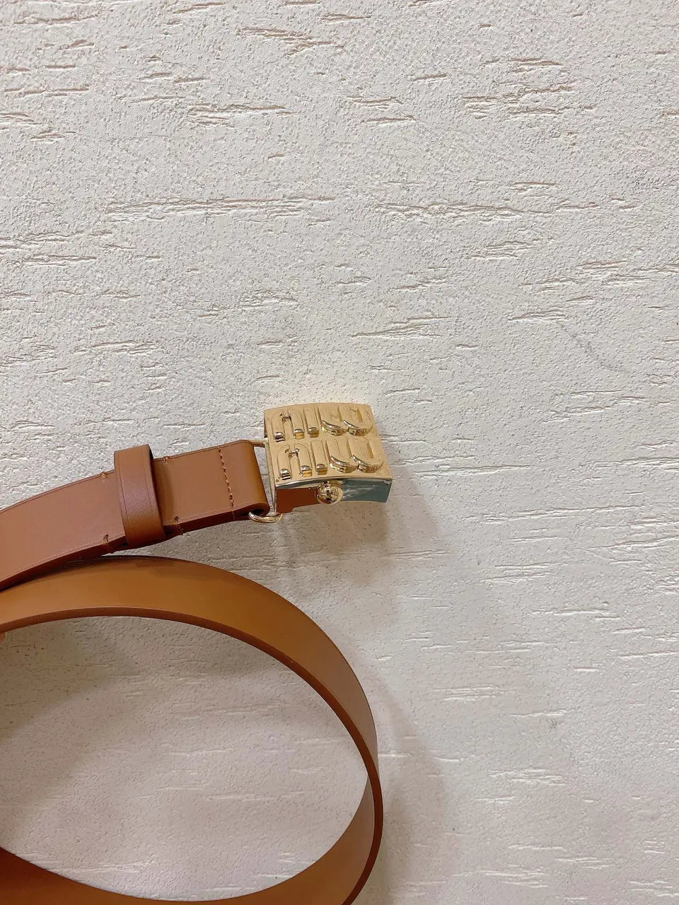 Miu Miu Caramel Leather Belt - Hình 4
