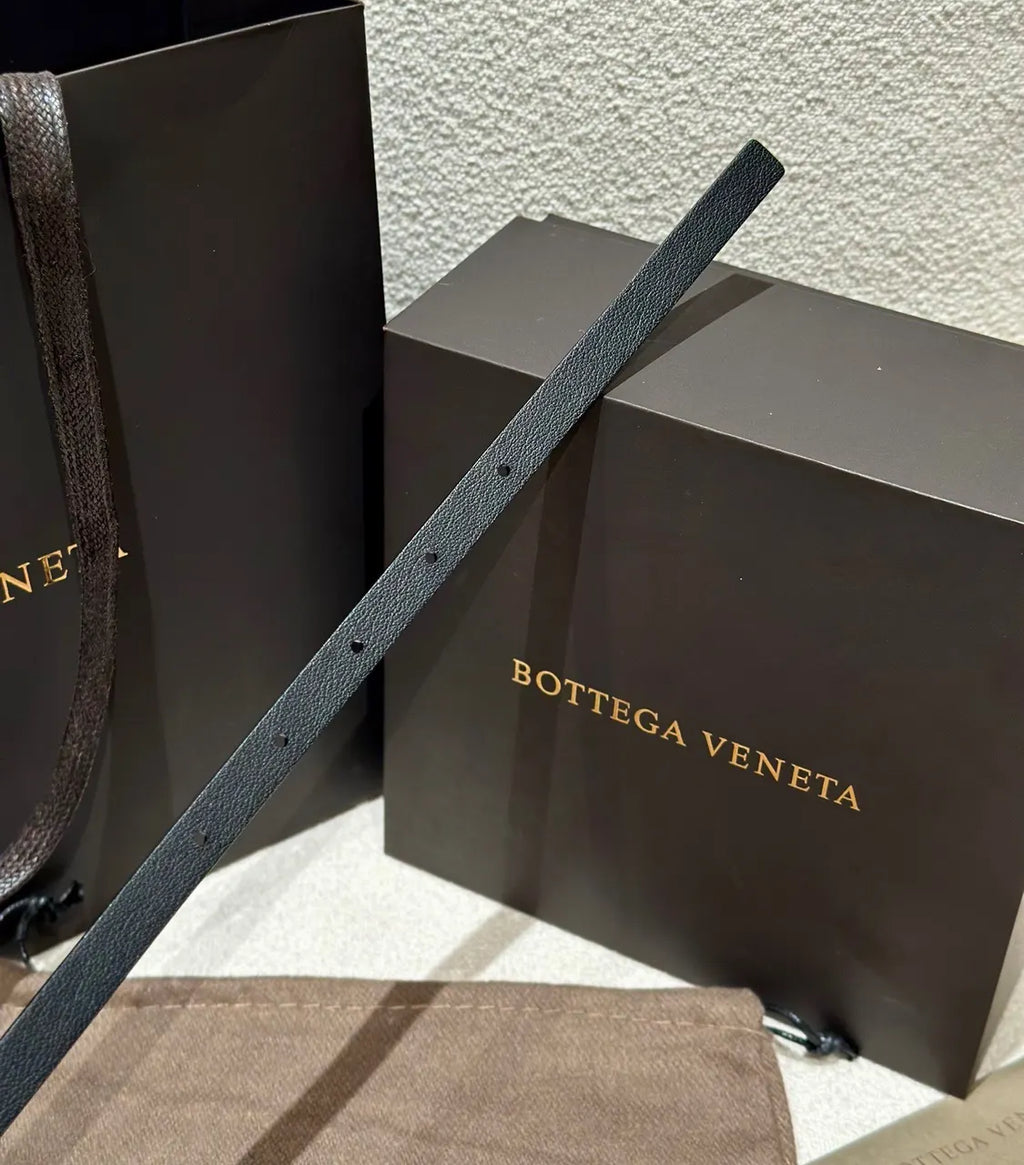 Bottega Veneta Black Leather Belt - Hình 3
