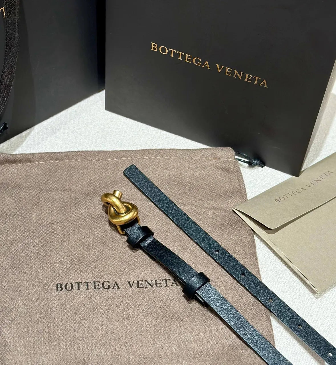 Bottega Veneta Black Leather Belt - Hình 4