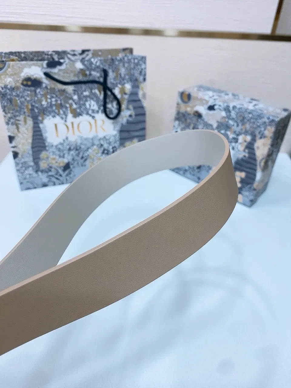 Dior Beige Leather Belt - Hình 2