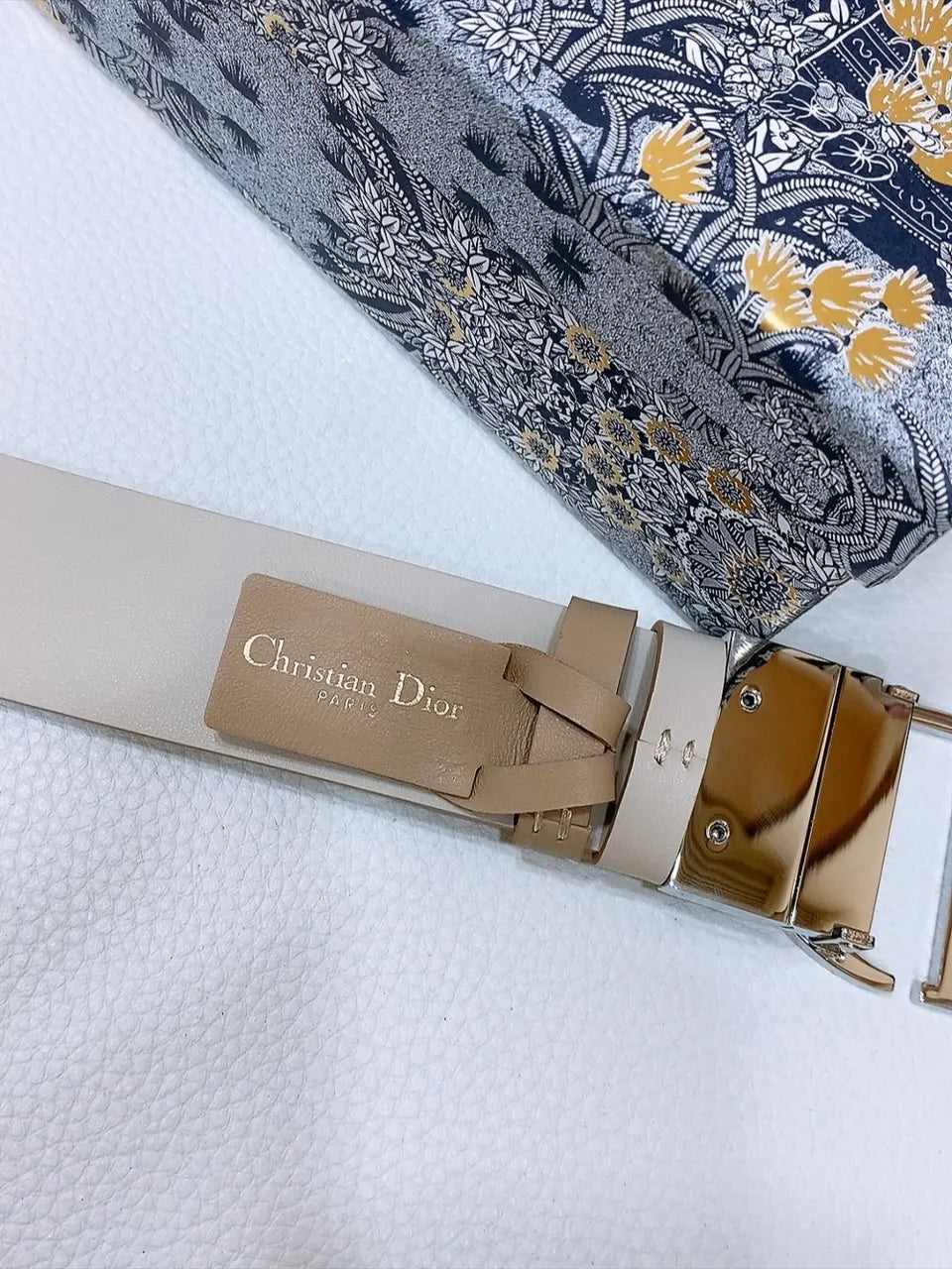 Dior Beige Leather Belt - Hình 6