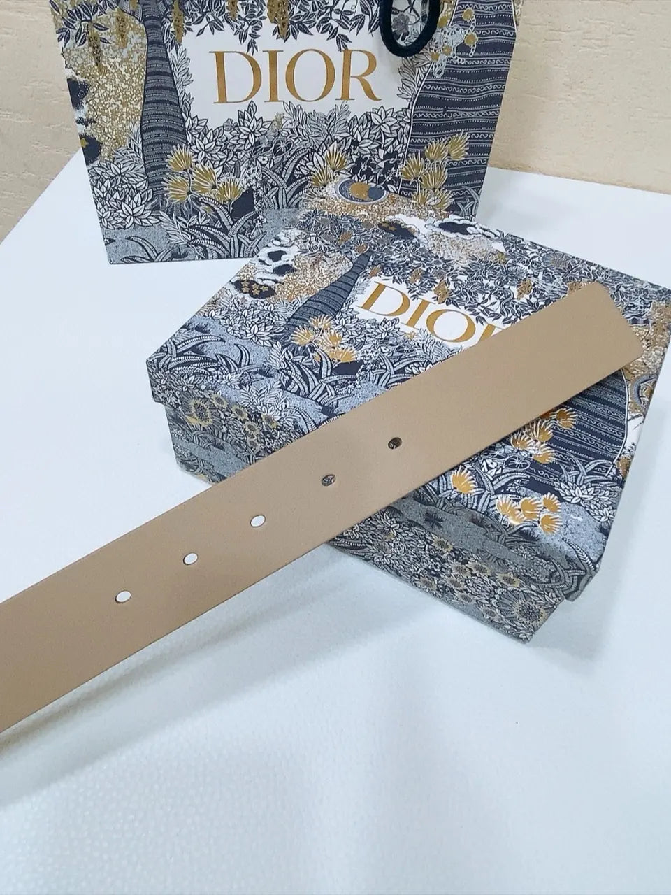 Dior Beige Leather Belt - Hình 3
